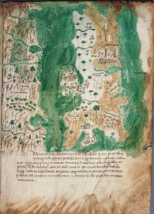 Kort over Korfu og det tilstødende fastland, ca. 1420 (pergament)