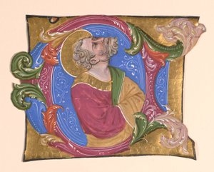 Bearded Saint i en initial
