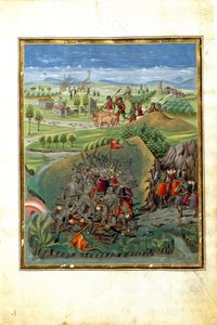 Indflydelse af planeten March: krigsscene (miniature, ca. 1470)