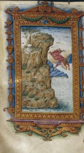 Sappho kaster sig i havet Illustration til The Heroides af Ovid, 1485-1499