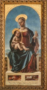Madonna med barn (olie på panel) af Cristoforo da Lendinara Canozzi or Canozi