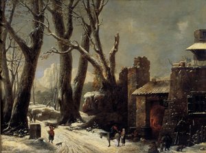 En første sne i Piemonte-maleriet af Cesar Van Loo (1743-1821) af César van Loo