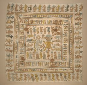 Panel fra "fange" tekstilet, ca.1300-1470 (bomuld og farvestoffer) af Culture Chimu