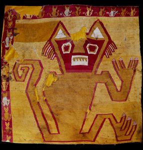 Før colombiansk kunst, Nazca civilisation: fragment af stof med zoomorphic repræsentation. 100 f.Kr.-800 e.Kr. Göteborg, etnografisk museum