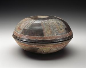 Dobbelt skål med abstrakte mønstre, 900-200 f.Kr. (lertøj med polykrom harpiksmaling) af Culture Paracas