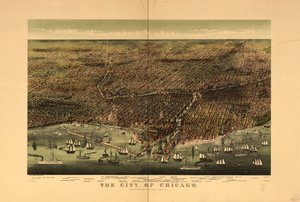 Byen Chicago. af Currier and Ives