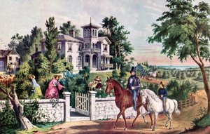 American Country Life, maj morgen, 1855. af Currier and Ives