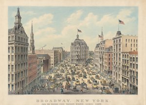 Broadway, New York: Fra Western Union Telegraph Building Looking North af Currier and Ives