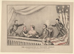Mordet på præsident Lincoln ved Fords Theatre, Washington D.C., 14. april 1865, 1865. af Currier and Ives