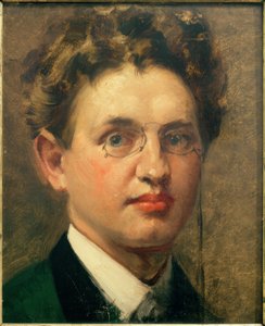 Selvportræt, en face, med pince-nez af Curt Herrmann