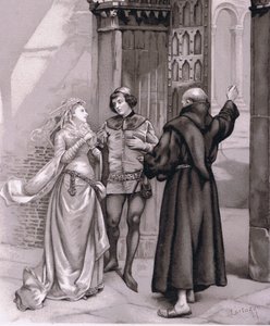 Indtast broder Laurence og Romeo, illustration fra Romeo og Julie, af Curtazzo Curtazzo