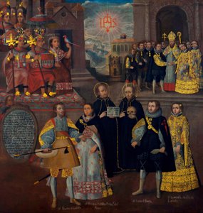 Martín de Loyolas ægteskab med Doña Beatriz Ñusta og Don Juan Borjas ægteskab med Lorenza Ñusta. af Cuzco School