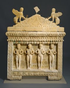 Kalkstenssarkofag: Amathus-sarkofagen, ca. 460 f.Kr. (hård kalksten) af Cypriot