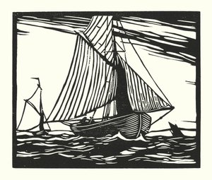 Fiskerbåde og pramme: Fiskekutter, begyndelsen af det 19. århundrede (træsnit)