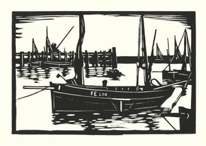 Fiskebåde og pramme: Folkestone Beam-Trawler (træsnit)