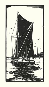 Fiskebåde og pramme: Thames Barge (træsnit)
