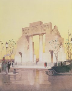 Mercantile Marine Monument, bygget af Edwin Landseer Lutyens (1869-1944) (akvarel på papir) af Cyril Farey