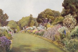 Grænserne på græsplænen i Swiss Cottage, Osborne (farve litho)