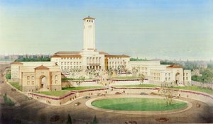 Forslag til plan for Newport Civic Centre (akvarel på papir) af Cyril and Howitt Cecil (fl.1920) Farey
