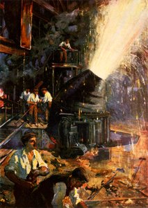 I fuld udblæsning (farvelitografi) af Cyrus (after) Cuneo