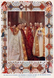 Ærkebiskopperne af Canterbury og York og andre fremtrædende prælater (farve litho) af Cyrus (after) Cuneo