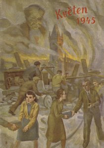 Folk i Prag hjælper hinanden og kæmper i maj 1945. af Czech School