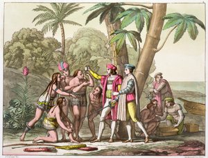Christopher Columbus med indianere, 1492-1503 c1820-1839 af DK Bonatti
