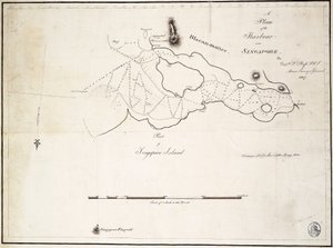 En plan over havnen nær Singapore af kaptajn D.l. Ross, FRS Marine Surveyor General af D. I. Ross