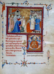 San Zanobi oprejser en dreng fra de døde (Codice Edili 107, ca. 367) til et romersk missal af Daddesco Maestro