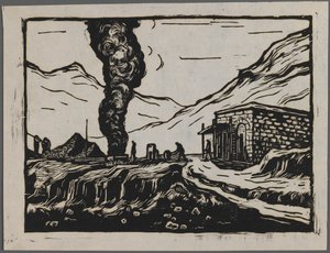 Stålraffinaderi, ca. 1945 (træsnit) af Dah Ma