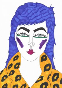 Blue hair, 2018 (tusch på papir) af Daisy de Villeneuve