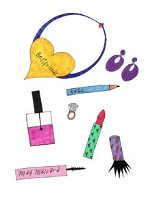 Jewellery  Make-Up, 2017 (filtpen på papir) af Daisy de Villeneuve