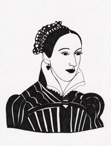 Mary Queen of Scots, 2017 (tuschpen på papir) af Daisy de Villeneuve
