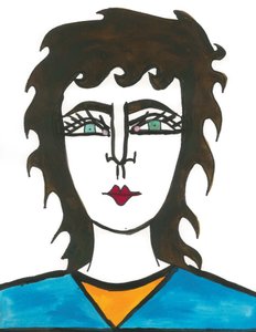 Mullet Hair, 2024 (pen med maling på papir)