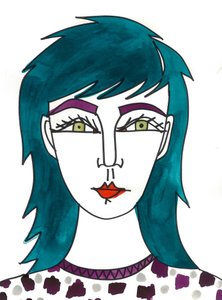 Shaggy Green Hair, 2024 (pen med maling på papir)