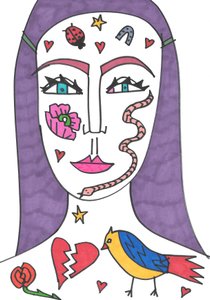 Tattoo Face (tusch på papir) af Daisy de Villeneuve