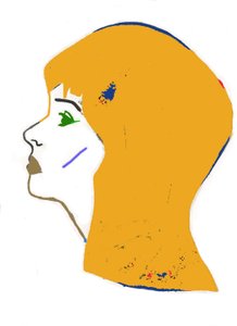 Yellow Head,2017 (filtpen på papir) af Daisy de Villeneuve