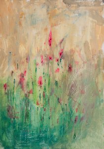 Livligt, blomsterinspireret abstrakt motiv
