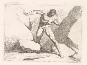 Hercules adskiller klipperne Calpe og Abila (Herkules søjler) Ercole che divide i Monti Abila e Calpe (titel på objekt)