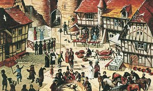 Middelaldermarked (farvelitografi)