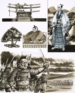 Samuraiens erhverv er røveri og vold (gouache på papir) af Dan Escott
