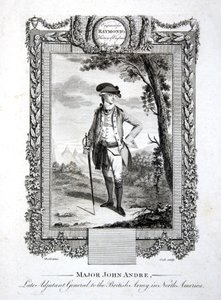 Major John Andre, afdøde generaladjudant for den britiske hær i Nordamerika, indgraveret af Thomas Cook (1744-1818) c.1785 (gravering)