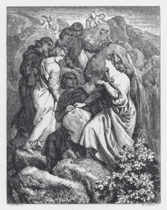 Illustration til Tennysons digt, The Princess (gravering) af Daniel (after) Maclise