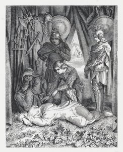 Illustration til Tennysons digt, The Princess (gravering) af Daniel (after) Maclise