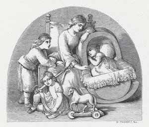 Illustration til Tennysons digt, The Princess (gravering) af Daniel (after) Maclise