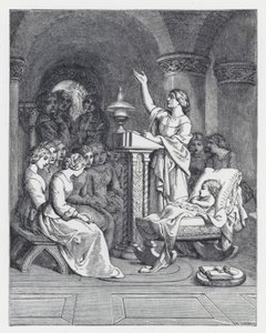 Illustration til Tennysons digt, The Princess (gravering) af Daniel (after) Maclise