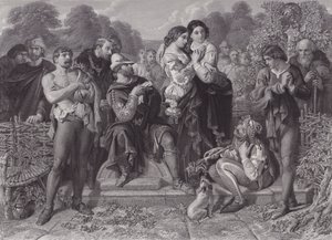Orlando og wrestleren, "Som du kan lide det" (gravering) af Daniel (after) Maclise
