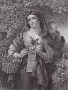 The Ballad Singer (gravering) af Daniel (after) Maclise