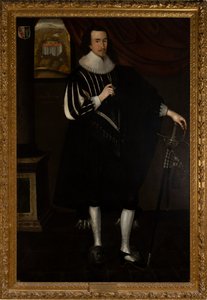 Sir Edward Bisshopp Kt, 2nd Bt. af Parham (1602-1649) af Daniel (circle of) Mytens