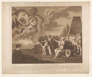 Allegori om ægteskabet (sandsynligvis) af Frederik Vilhelm III af Preussen med Louise van Mecklenburg-Strelitz, 1793 Den Brennen Widmet (titel på objekt) af Daniel Berger